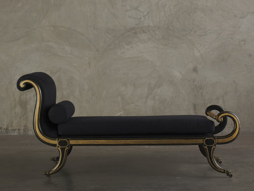 REGENCY GILT AND LACQUERED BEECH RECAMIER, c1820